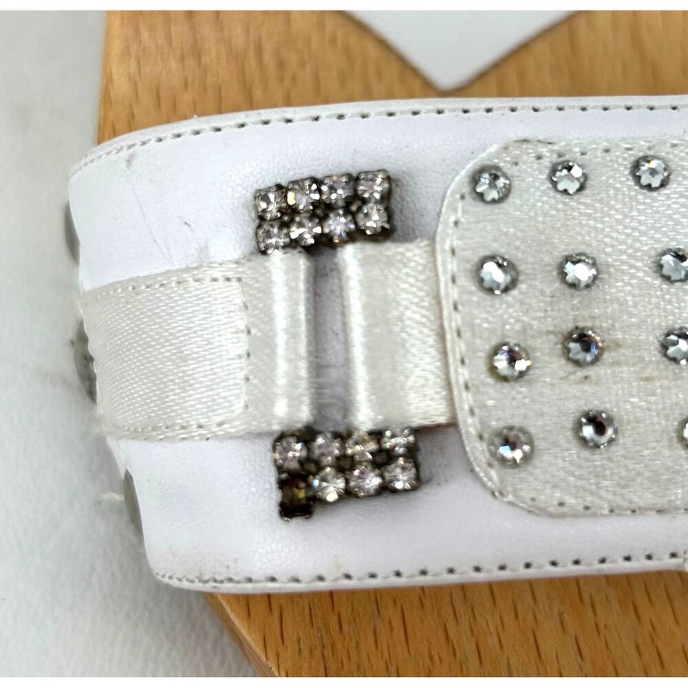 White Nasma Womens Rhinestone Studded Heeled Sandals Size 9.5 - Picture 12 of 13